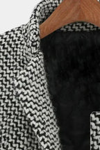 Snezhana Elegant Long Houndstooth Coat