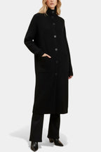 Clarisse Long Knit Coat with Soft Turtleneck and Button Closure