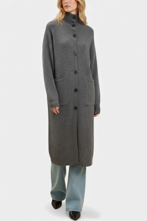 Long Knit Coat with High Neck