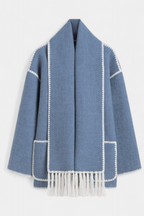 Pauline Coat with Integrated Scarf and Fluid Silhouette