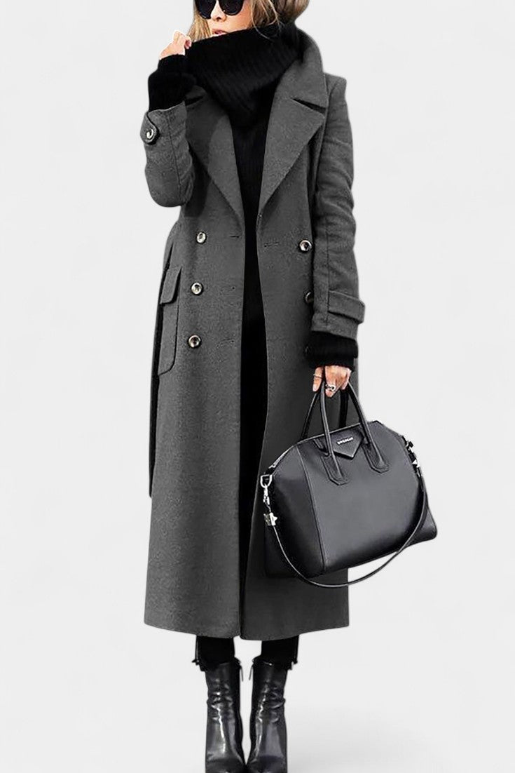 Abrigo Largo Cruzado Entallado de Paño