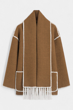 Pauline Coat with Integrated Scarf and Fluid Silhouette