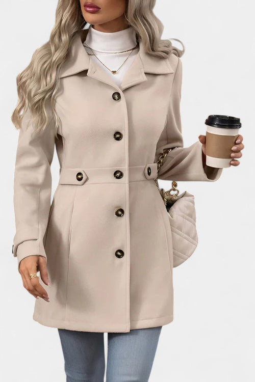 Mid-Length Coat with Adjustable Belt