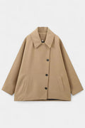 Ambreline Mid-Length Wool Batwing Coat with Notched Collar