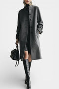 Nicoline Mid-Length Suede Coat with High Collar Vintage