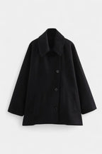 Ambreline Mid-Length Wool Batwing Coat with Notched Collar