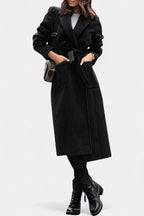 Capucine Belted Coat with Notched Collar and Pockets