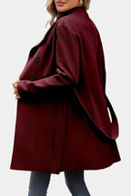 Yuliana Long Coat with Buttons and Tied Waist