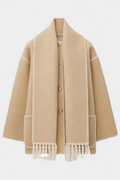 Pauline Coat with Integrated Scarf and Fluid Silhouette