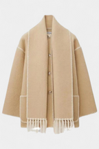 Pauline Coat with Integrated Scarf and Fluid Silhouette
