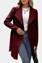 Yuliana Long Coat with Buttons and Tied Waist