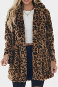 Abrigo Largo de Leopardo de Pelo Sintético