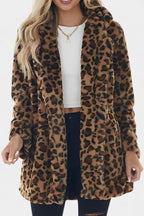 Abrigo Largo de Leopardo de Pelo Sintético