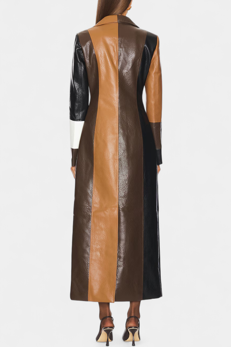 Norelle Structured Cut Patchwork Trench with Modern Contrasts