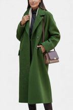 Camile Long Oversized Double-Breasted Coat with Notched Collar