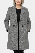 Snezhana Elegant Long Houndstooth Coat