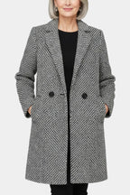 Snezhana Elegant Long Houndstooth Coat