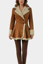 Lucile Button Coat with Faux Fur Detail