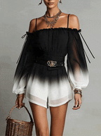 Mono Degradado con Hombros Descubiertos Negro y Blanco