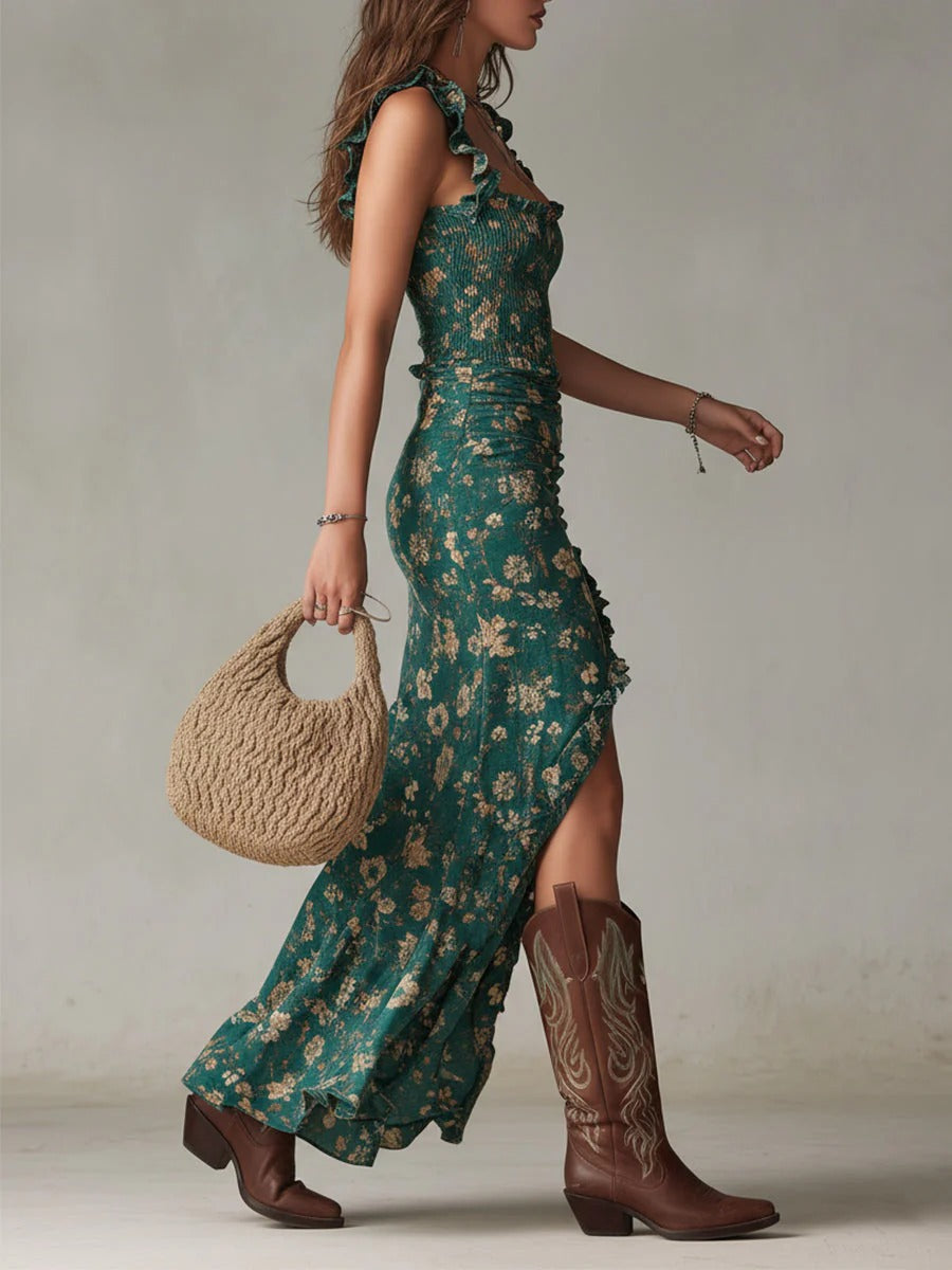 Vestido largo estilo boho retro Zara
