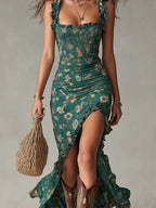 Vestido largo estilo boho retro Zara