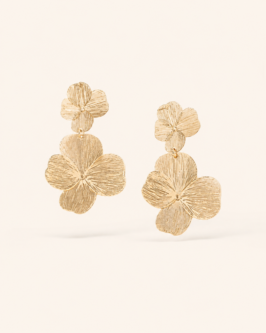Katia | Floral Drop Earrings with Textured Finish