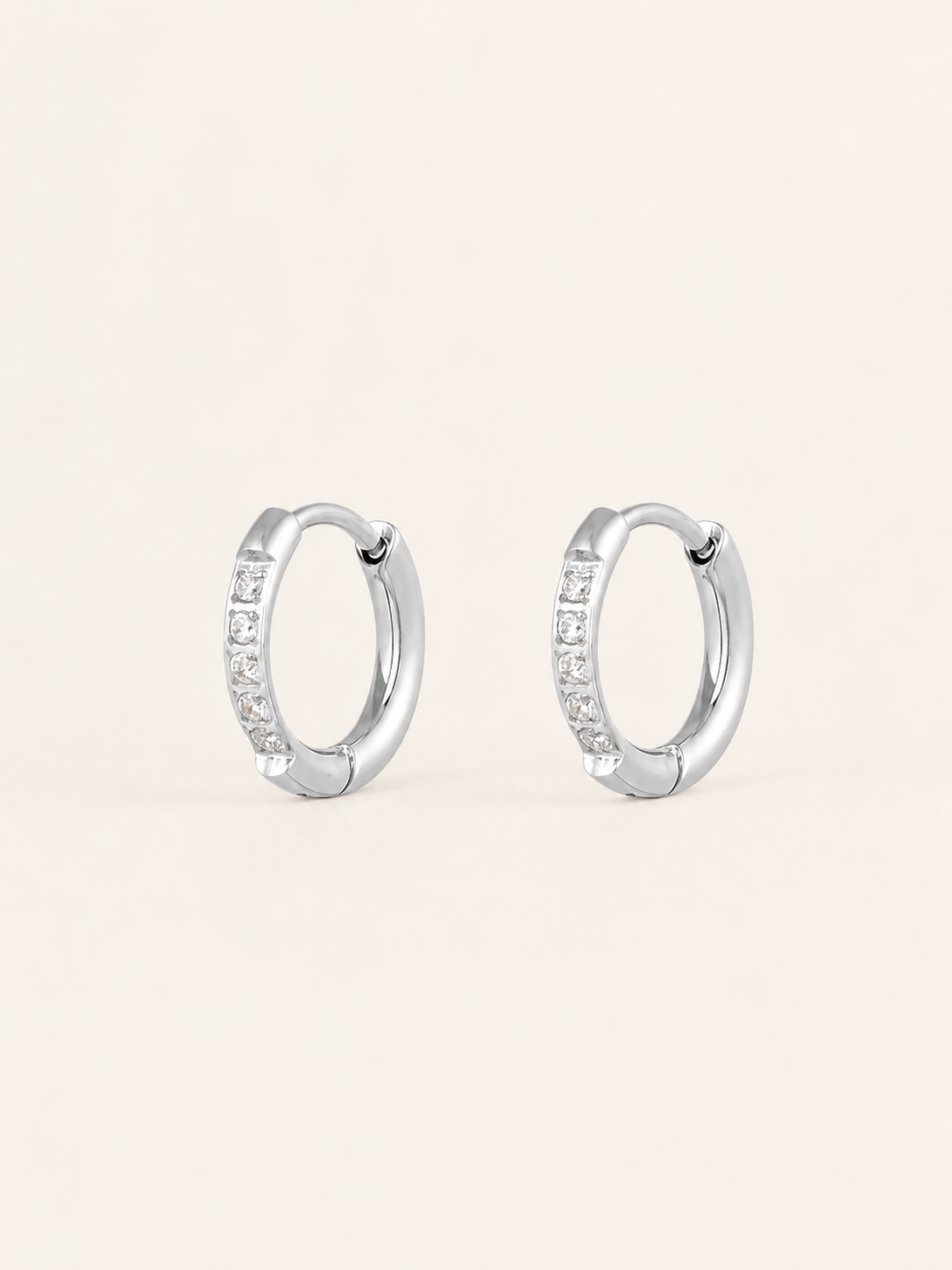 Keeva | Stone-Set Hoop Earrings with Polished Finish