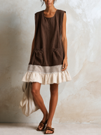 Vestido túnica sin mangas y dobladillo fruncido