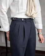 Pantalón de lino con pinzas Monaco - LOVRA DESIGN