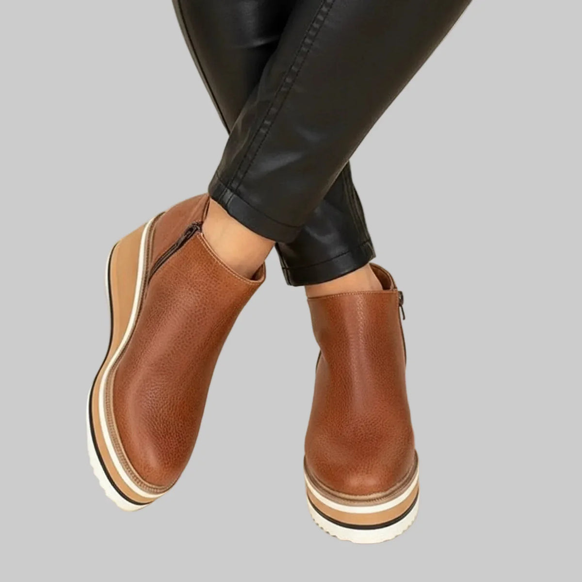 WEDGE ANKLE BOOTS WITH ZIPPER