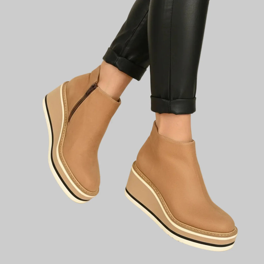 WEDGE ANKLE BOOTS WITH ZIPPER