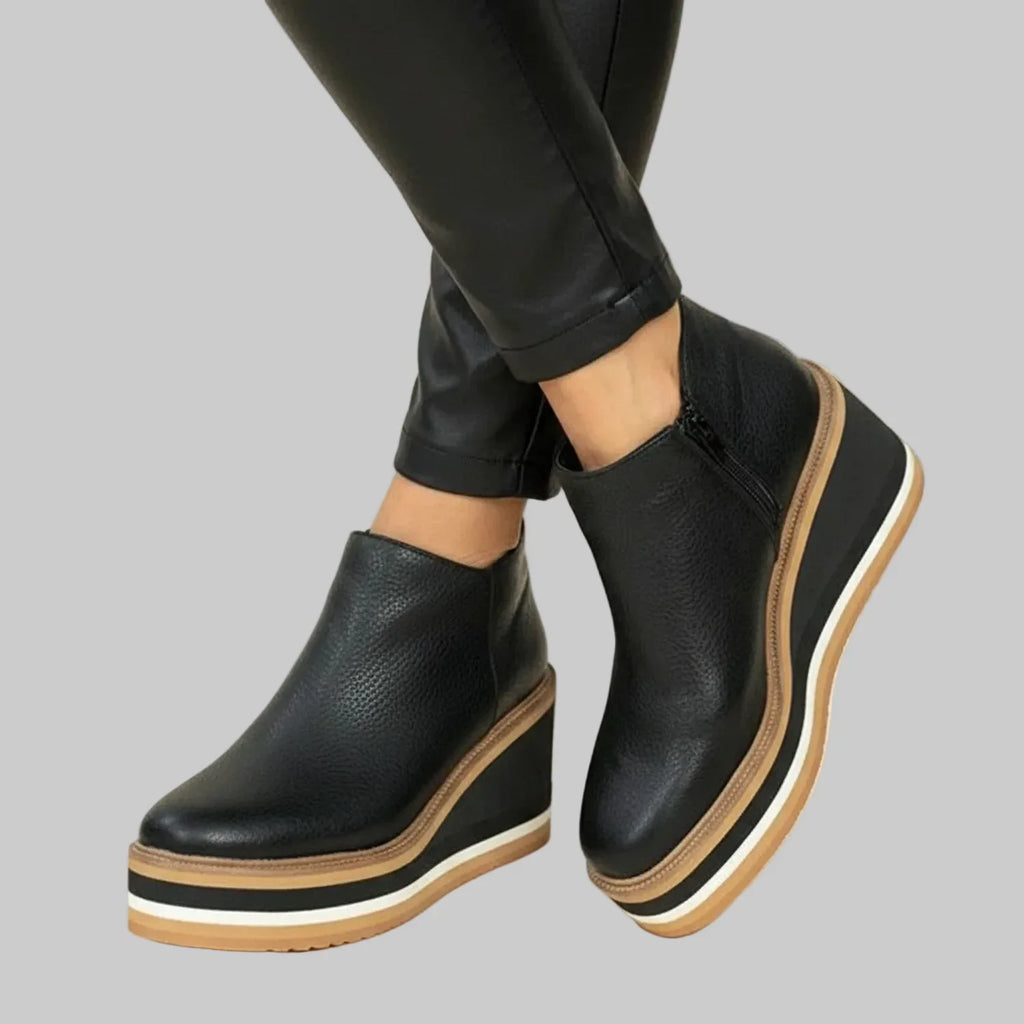 WEDGE ANKLE BOOTS WITH ZIPPER