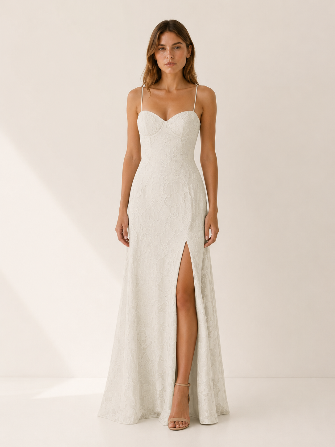 Ondine | Floral Lace Maxi Dress with Side Slit