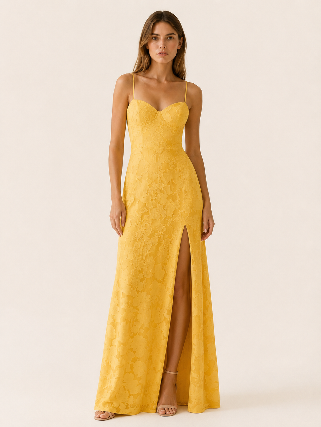 Ondine | Floral Lace Maxi Dress with Side Slit