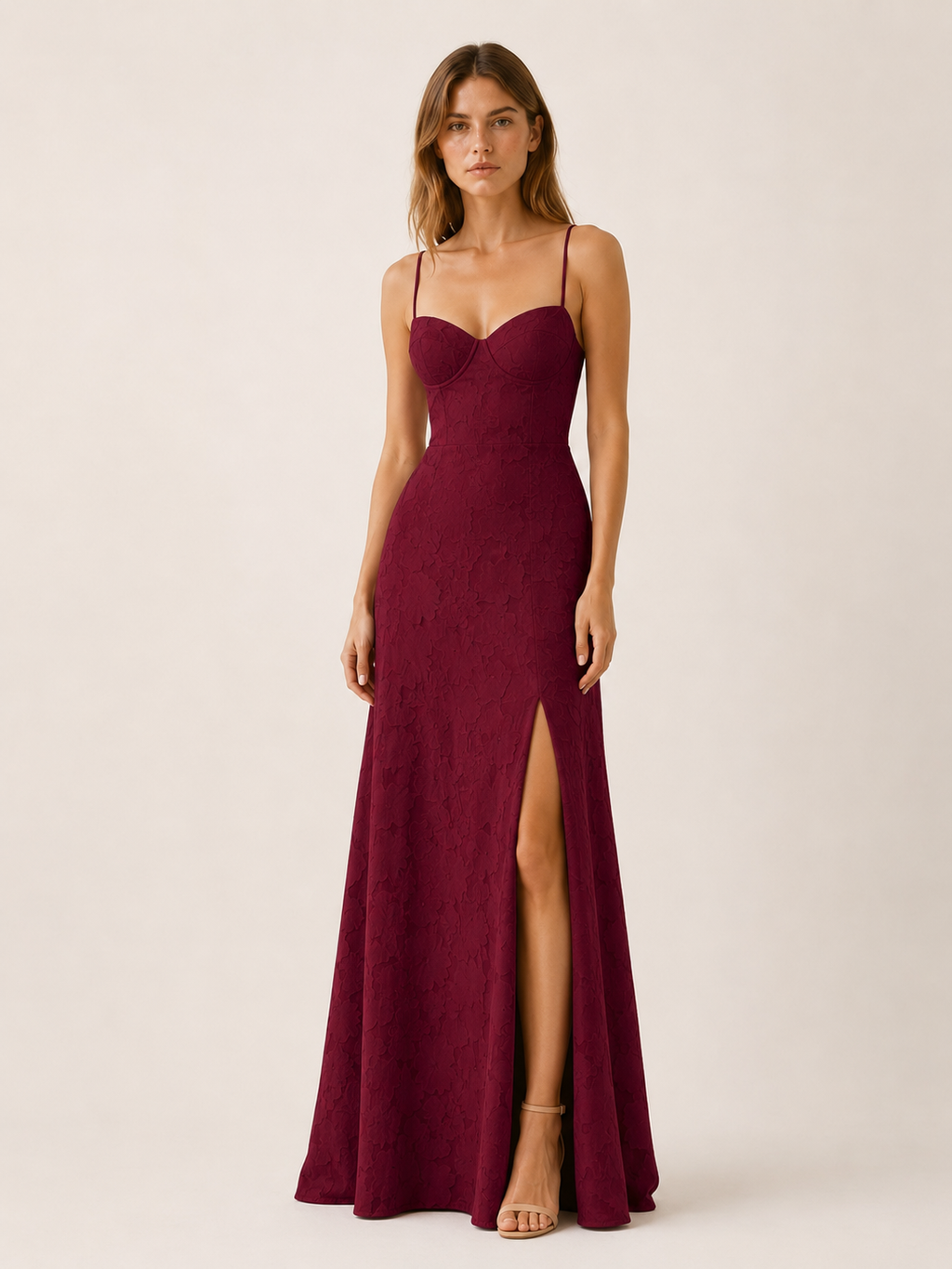 Ondine | Floral Lace Maxi Dress with Side Slit
