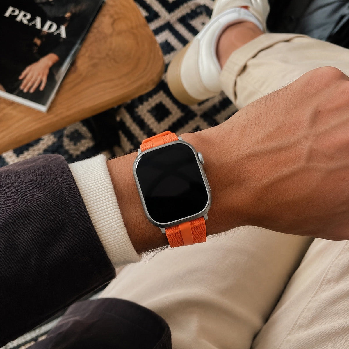 Pulsera de silicona texturizada para Apple Watch, con hebilla robusta de acero inoxidable, comodidad absoluta, modelo Guetta