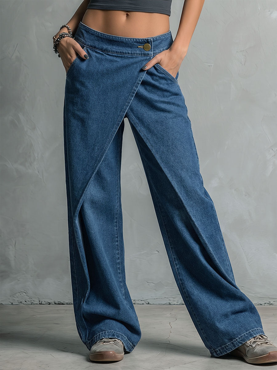 Vida högmidjade jeans med asymmetrisk knäppning
