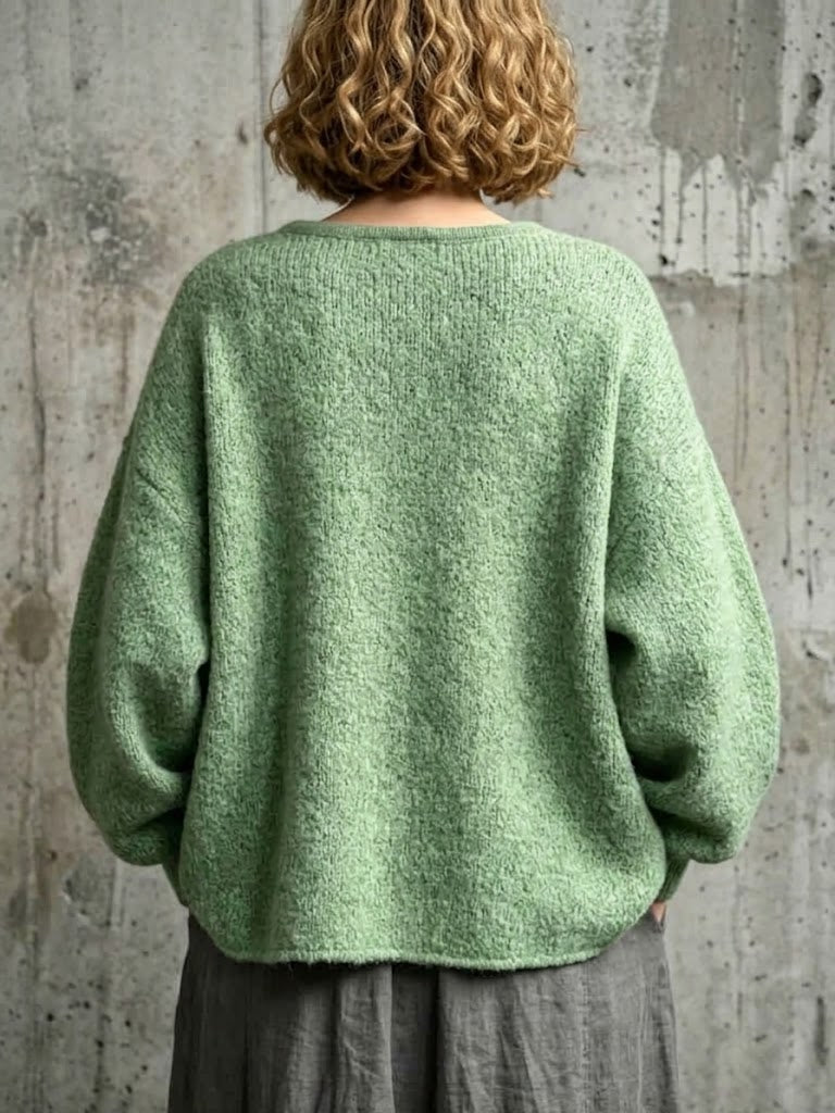 Cárdigan de Punto con Botones de Colores y Bolsillos Grandes