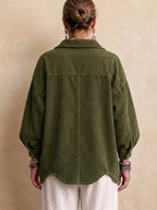 Chaqueta Oversize de Pana con Botones Metálicos