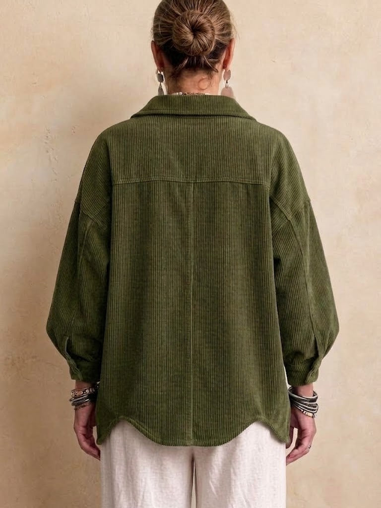 Chaqueta Oversize de Pana con Botones Metálicos