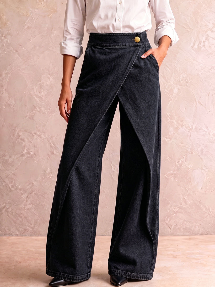 Vida högmidjade jeans med asymmetrisk knäppning