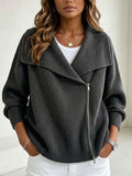 Chaqueta de Punto con Solapa y Doble Cremallera