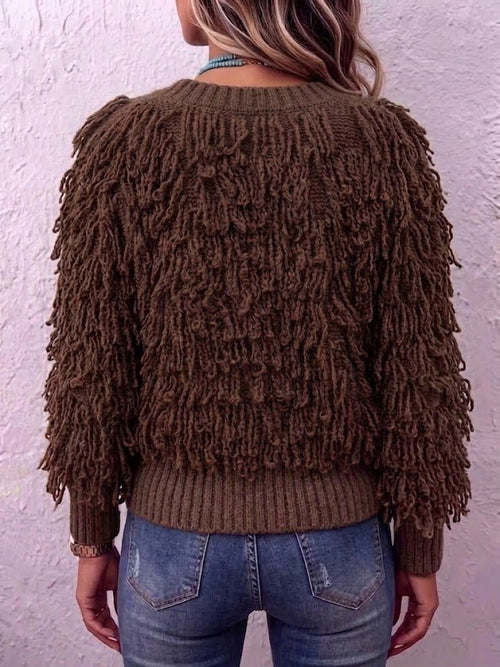 Cárdigan de Punto con Flecos y Botonadura Sencilla - LOVRA DESIGN