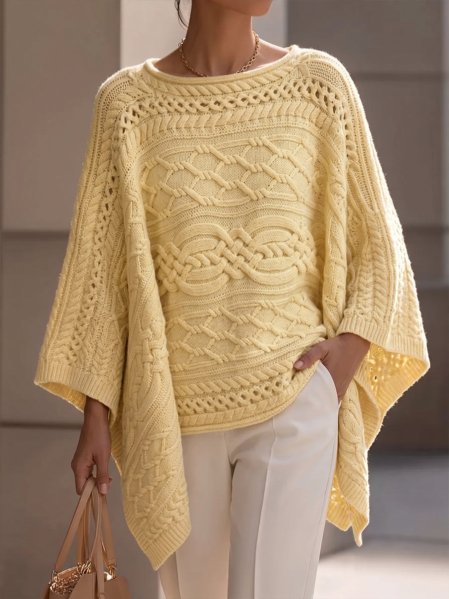 Jersey Poncho de Punto Trenzado