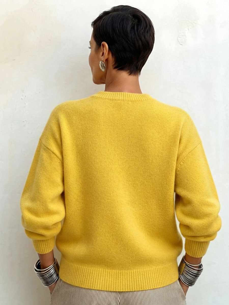 Jersey Amarillo de Punto con Flores 3D