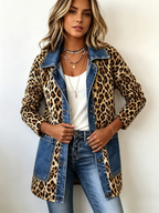 Chaqueta Larga de Leopardo con Vaquero