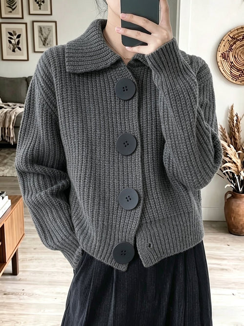 Cárdigan de Punto Grueso con Botones Oversize - LOVRA DESIGN