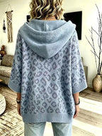 Sudadera de Punto con Capucha y Estampado Leopardo