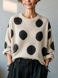 Jersey de Punto Acanalado Oversize de Lunares