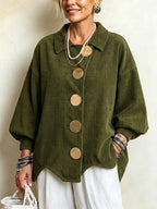 Chaqueta Oversize de Pana con Botones Metálicos